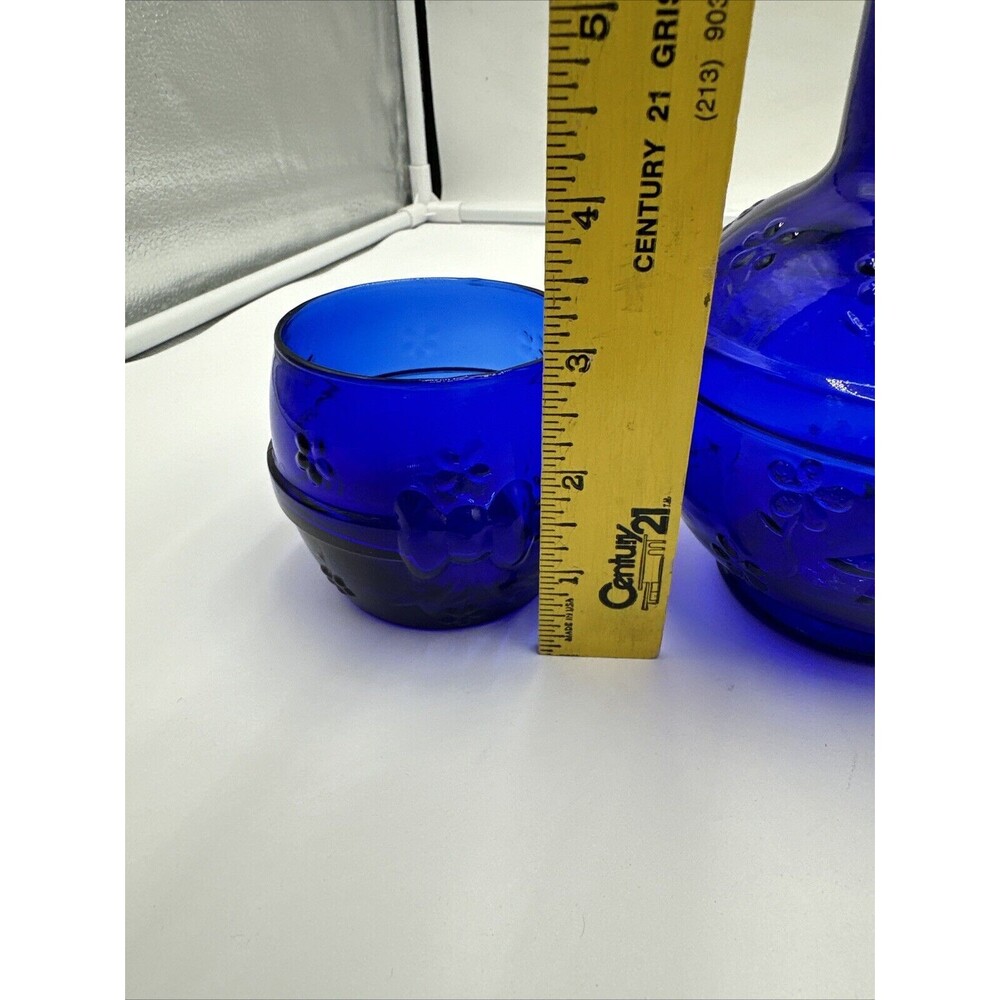 VTG Crownford Giftware Cobalt Blue Glass Decanter & Cup Made in ITALY 1983 - Picture 5 of 13